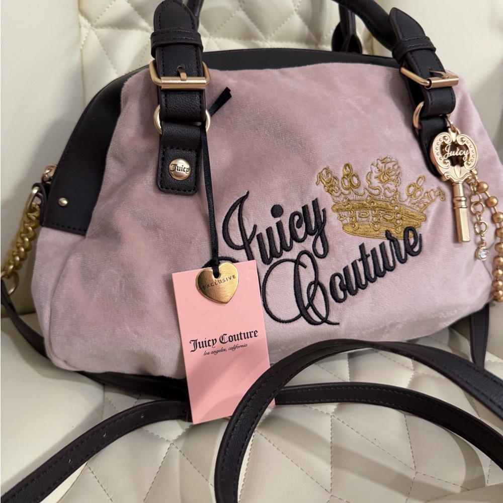 Juicy Couture Blush and Black Satchel - Picture 2 of 4